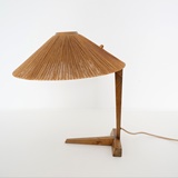 DESK LAMP IN RAFFIA & WOOD BY TEMDE LEUCHTEN SWITZERLAND